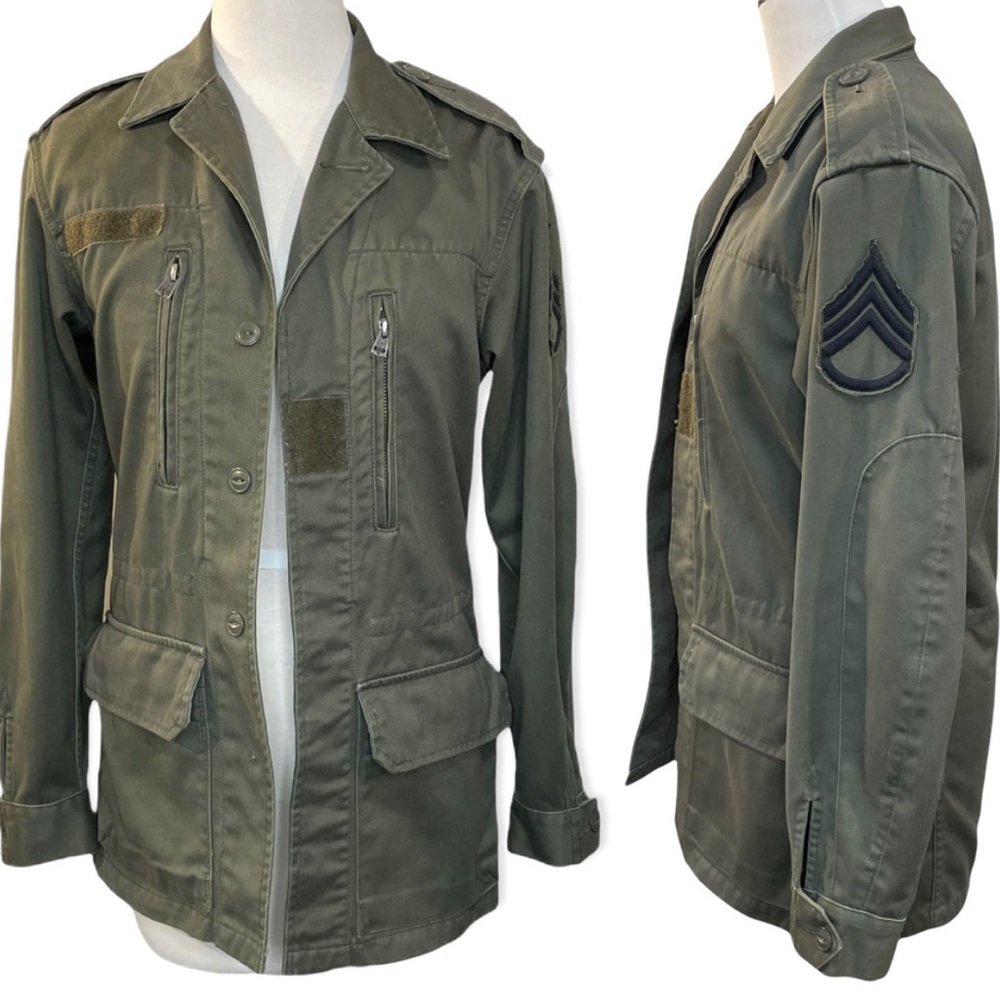 TNA Aritzia Size Medium Utility Jacket Army Military Staff Sergeant Patch Sleeve